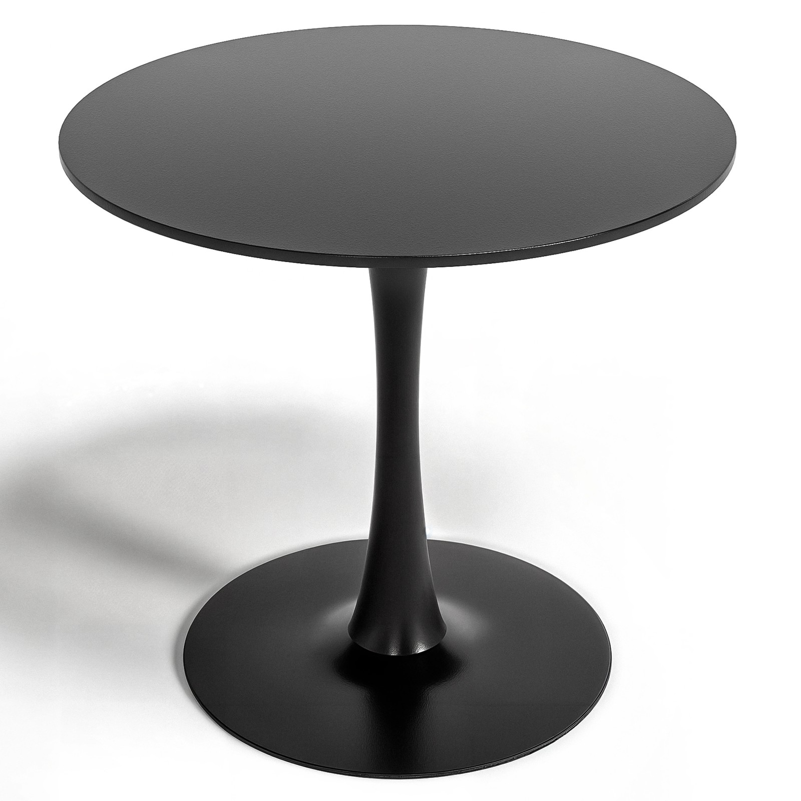 VONLUCE 32in Modern Round Dining Table, with MDF Top and Steel Pedestal, Black gallery