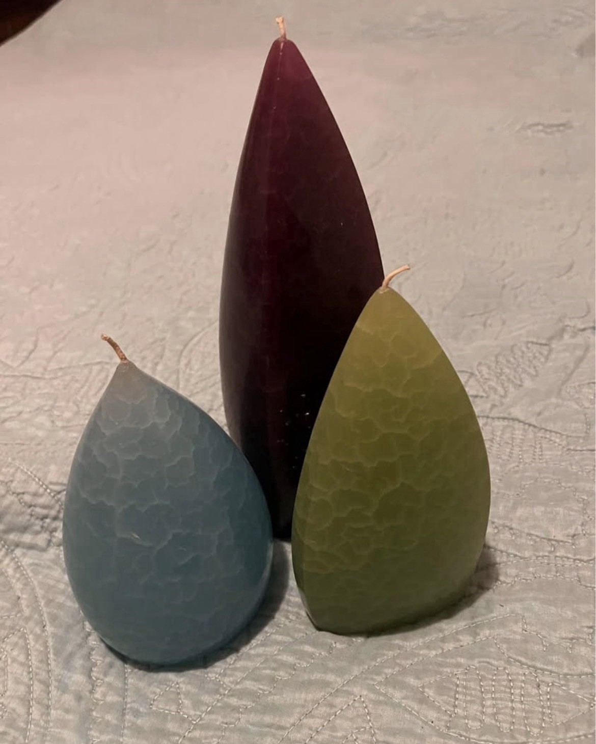 Barrick Design Free Form #1 Handmade Set of 3 Candles Blue Green Purple gallery