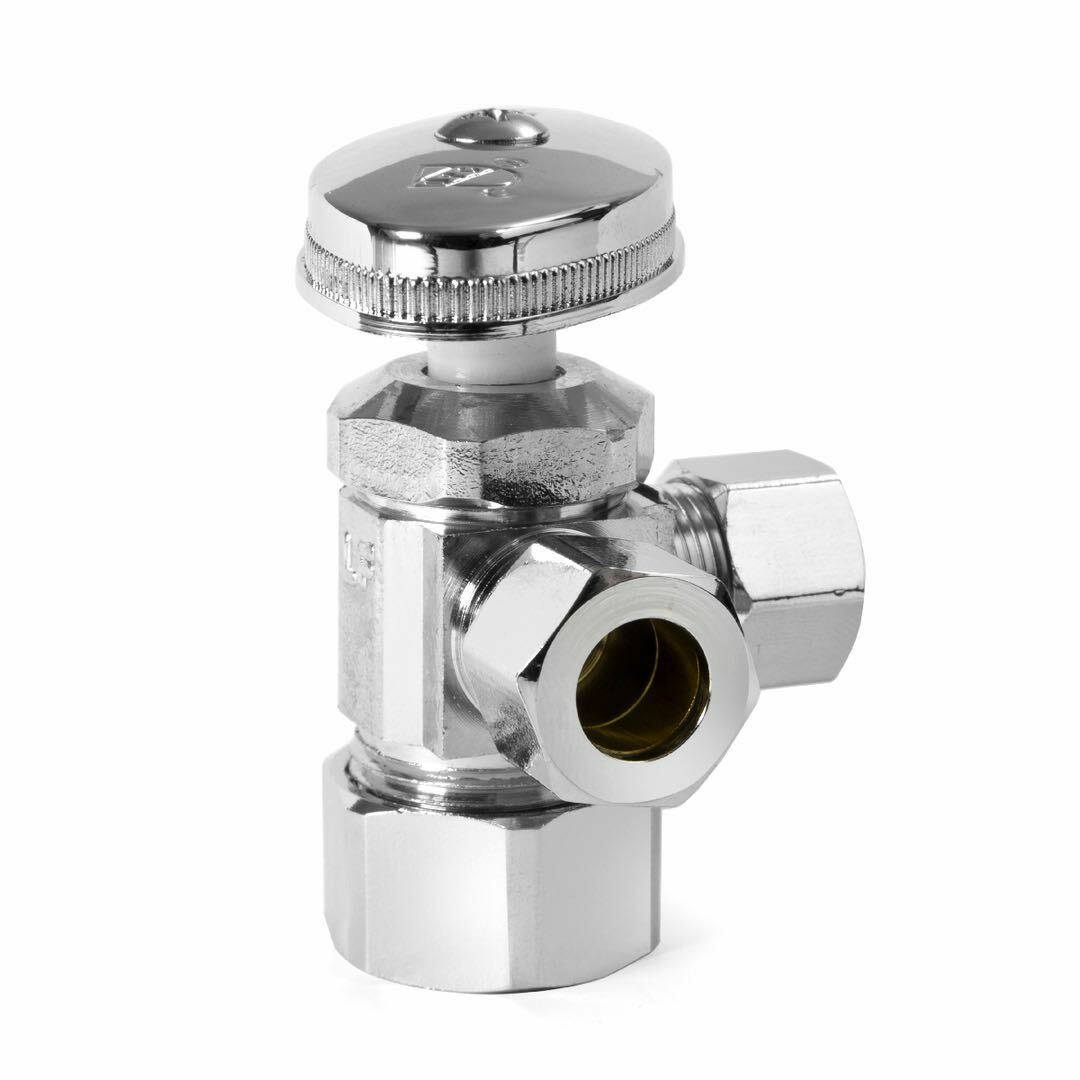 2 PCS Dual Compression Outlet Angle Stop Valve,1/2" NOM (5/8" OD) x 3/8" x3/8" gallery