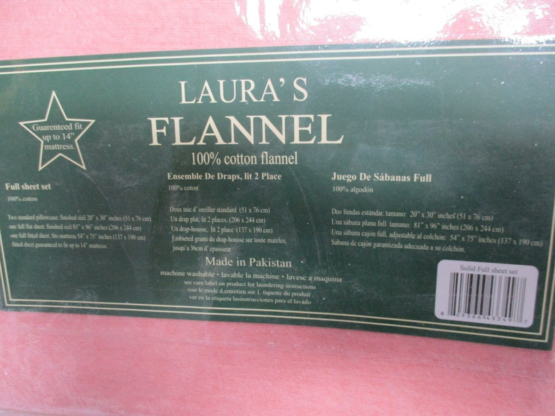LAURAS 100% Cotton Solid Flannel Sheet Set Cozy, Deep Pocket Sheets FULL WHITE gallery