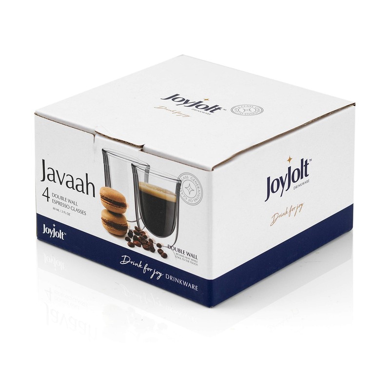 JoyJolt Javaah Double Walled Espresso Glasses Espresso Cups Set of 4 | 2-Ounces gallery