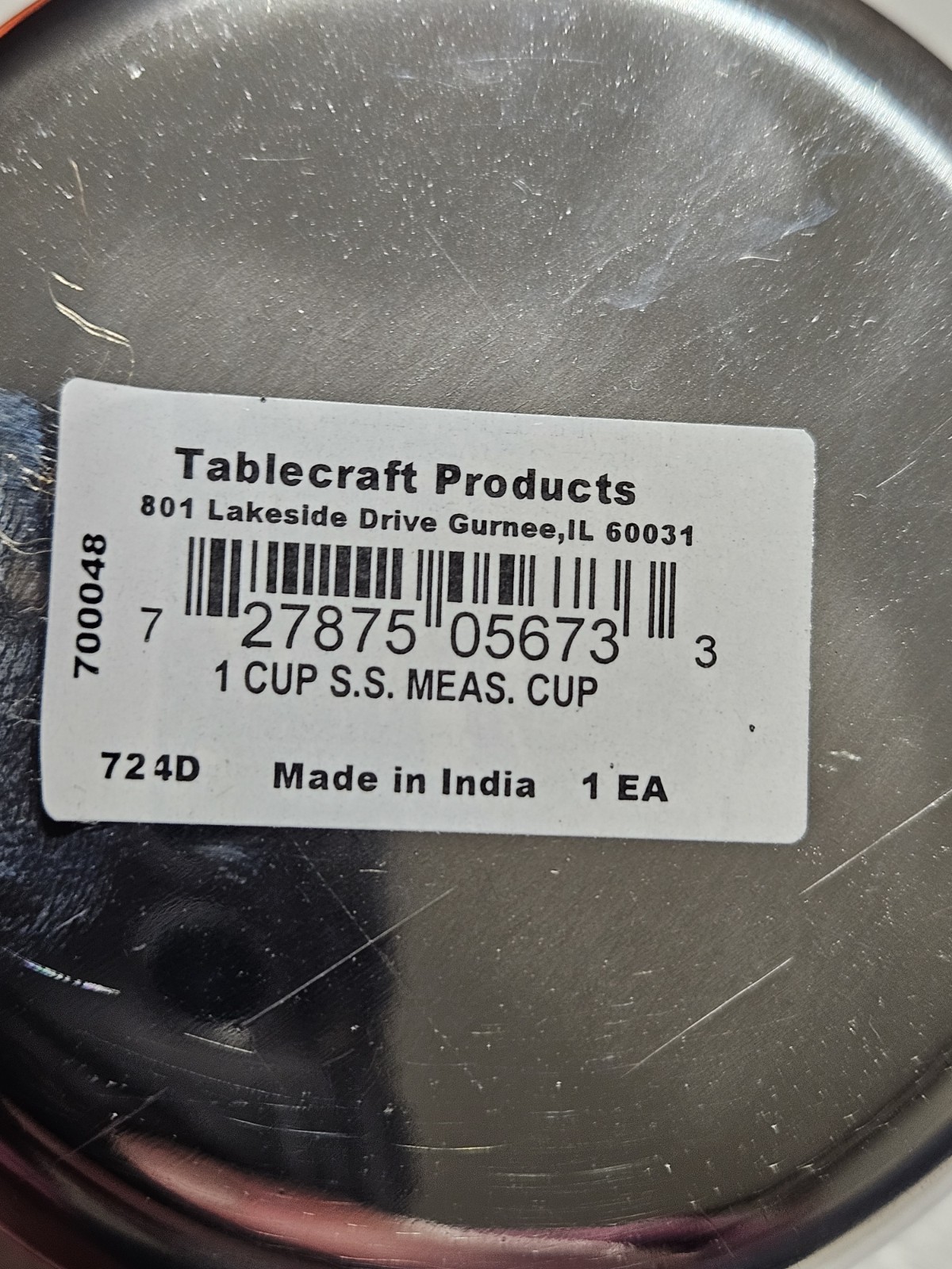 Tablecraft 724D Measuring Cup, 1 Cup, Stainless Steel gallery