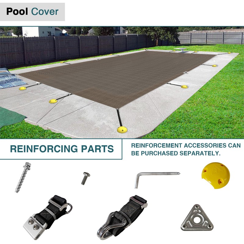 Winter Rectangle Inground Swimming Pool Heavy Duty Safety Cover Brown Customize gallery