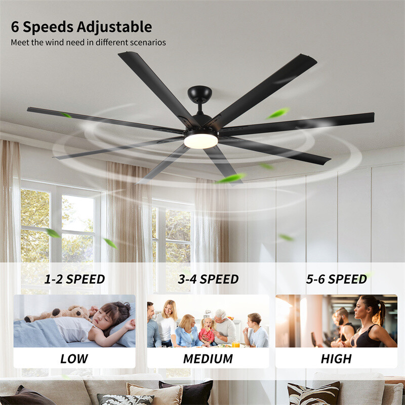 84 in Industrial Ceiling Fan with LED Light & Remote Control Reversible DC Motor gallery