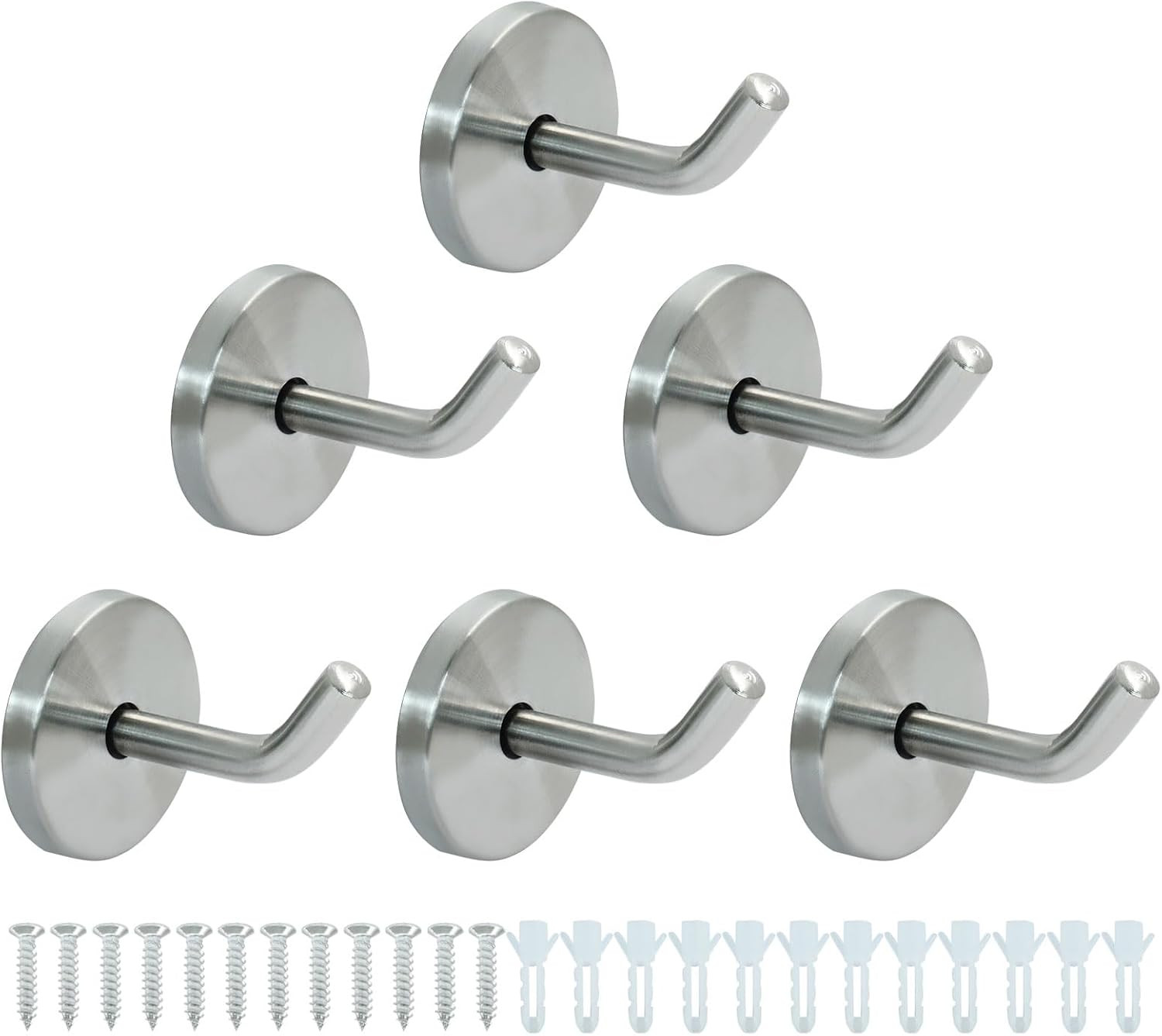 Heavy Duty Wall Hooks, 5 CM/2 Inch Single Hook Coat Hook, Silver Towel Hangers w gallery