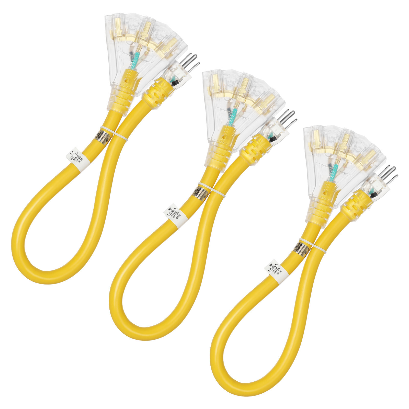DEWENWILS 3Pack Extension Cord Indoor SJT14 AWG Flexible Power Cord Angled Flat gallery