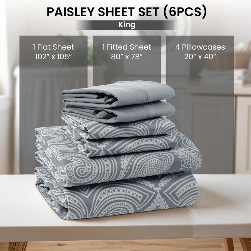 Lux Decor Collection Bed Sheets - 6 Pc King Size Sheets - 1800 Thread Count Brus gallery
