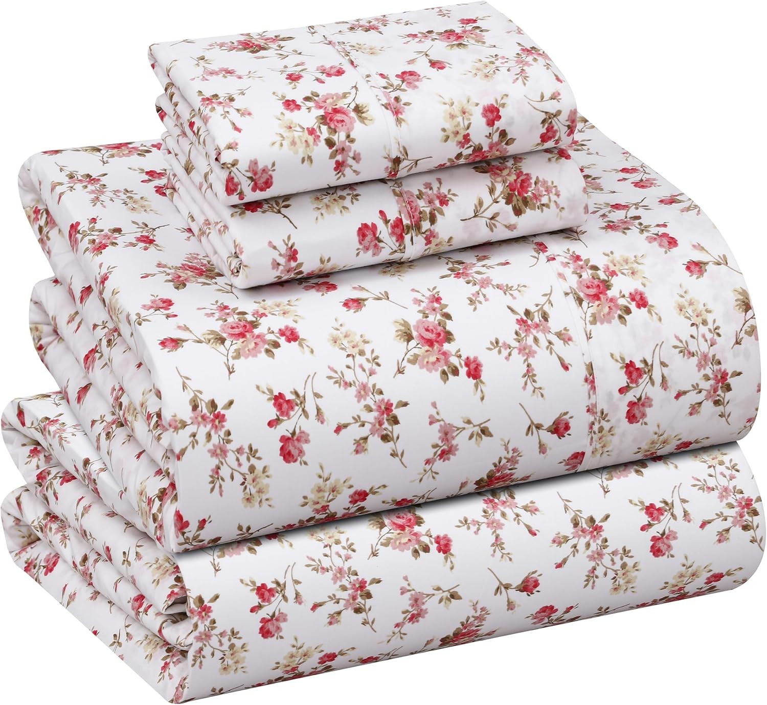 100% Cotton Percale Sheets Queen Size Bouquet Crisp Cooling Deep Pocket 16" Soft gallery