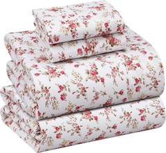 100% Cotton Percale Sheets Queen Size Bouquet Crisp Cooling Deep Pocket 16″ Soft