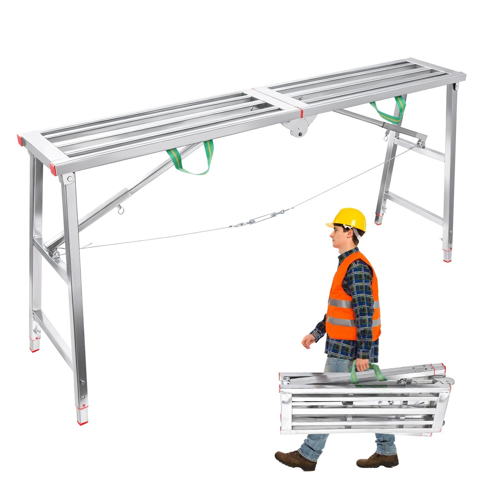 Steel Step Stool Folding Bench Work Platform Non-slip Drywall Ladder 880lbs gallery