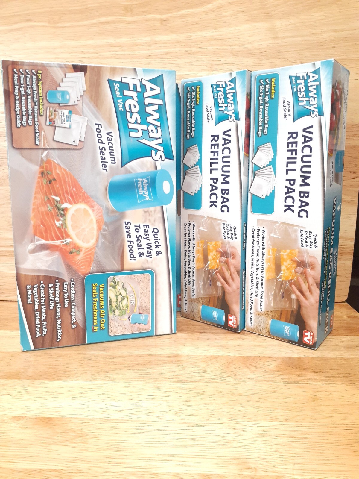 New Always Fresh Seal Vac 8 Piece System Vacuum Food Sealer with two refill pack gallery