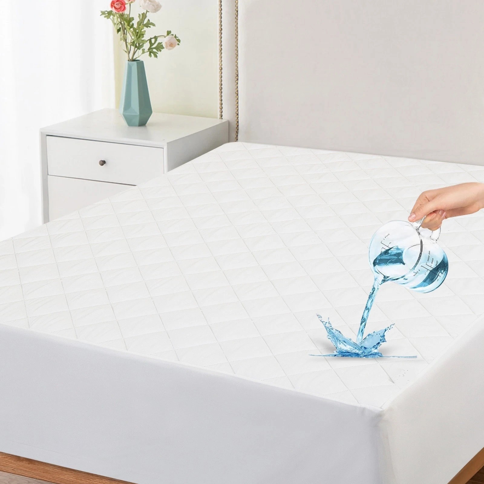 Quilted Mattress Pad Cover Extra Deep Pocket 100% Waterproof Mattress Protector gallery
