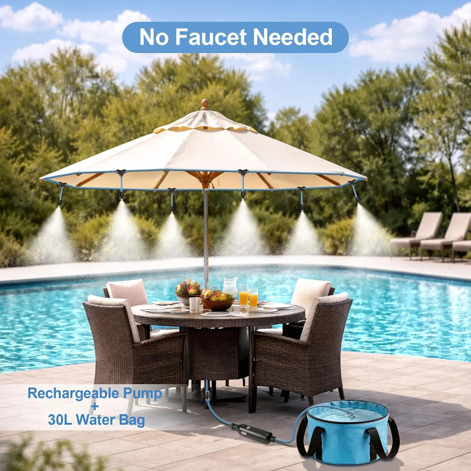 Portable Misting System for Outdoor Cooling, 23 FT Misters for Outside Patio wit gallery