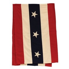 NEW PRIMITIVE Americana Table Runner Red CREAM Blue Stars Stipes 16″Wx32″L AGED