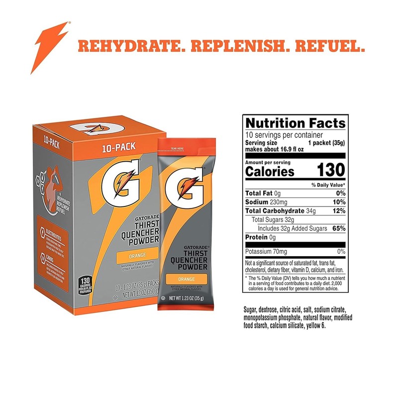 Elite Hydration Solution – 1.23oz Thirst Quencher Powder, 80 Orange Packets gallery