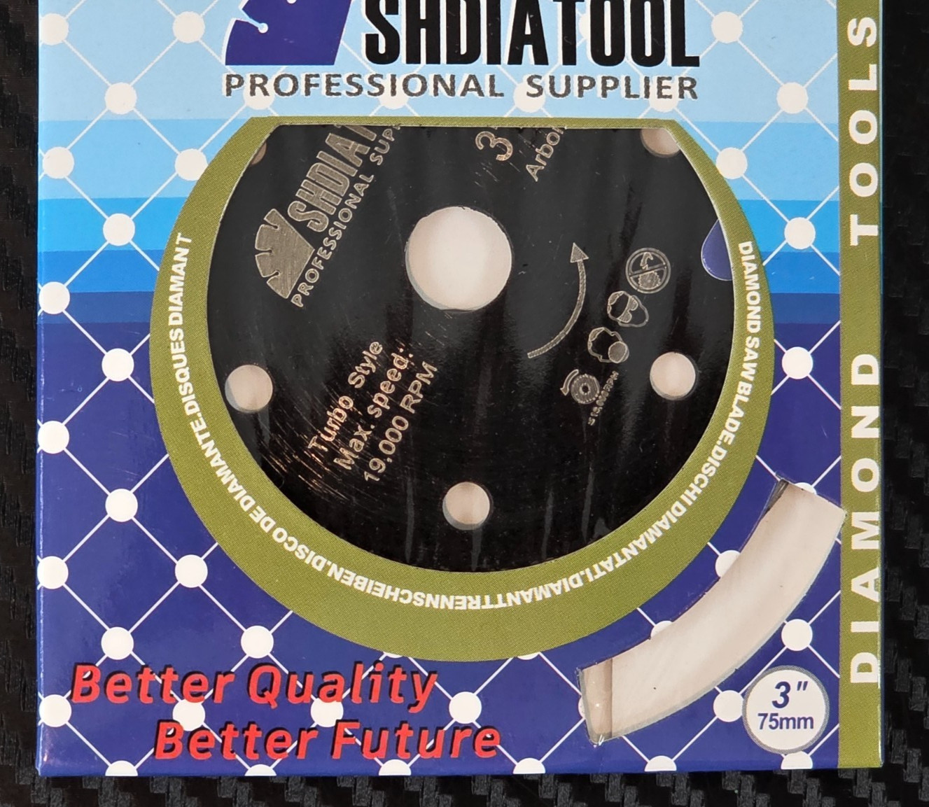 SHDIATOOL 3 Inch Diamond Saw Blade Turbo Style 10mm Arbor for Cutting Porcelain gallery