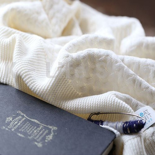 Super Wash Wool Ivory Cable Knit Throw Blanket 34"X65" Sofa,Home - Made in Korea gallery
