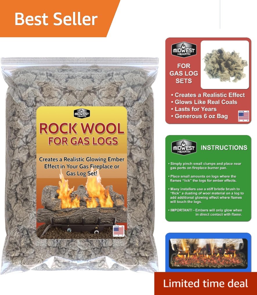 Glowing Embers Effect Rock Wool - 6 oz for Gas Logs & Fireplaces, Asbestos-Free gallery