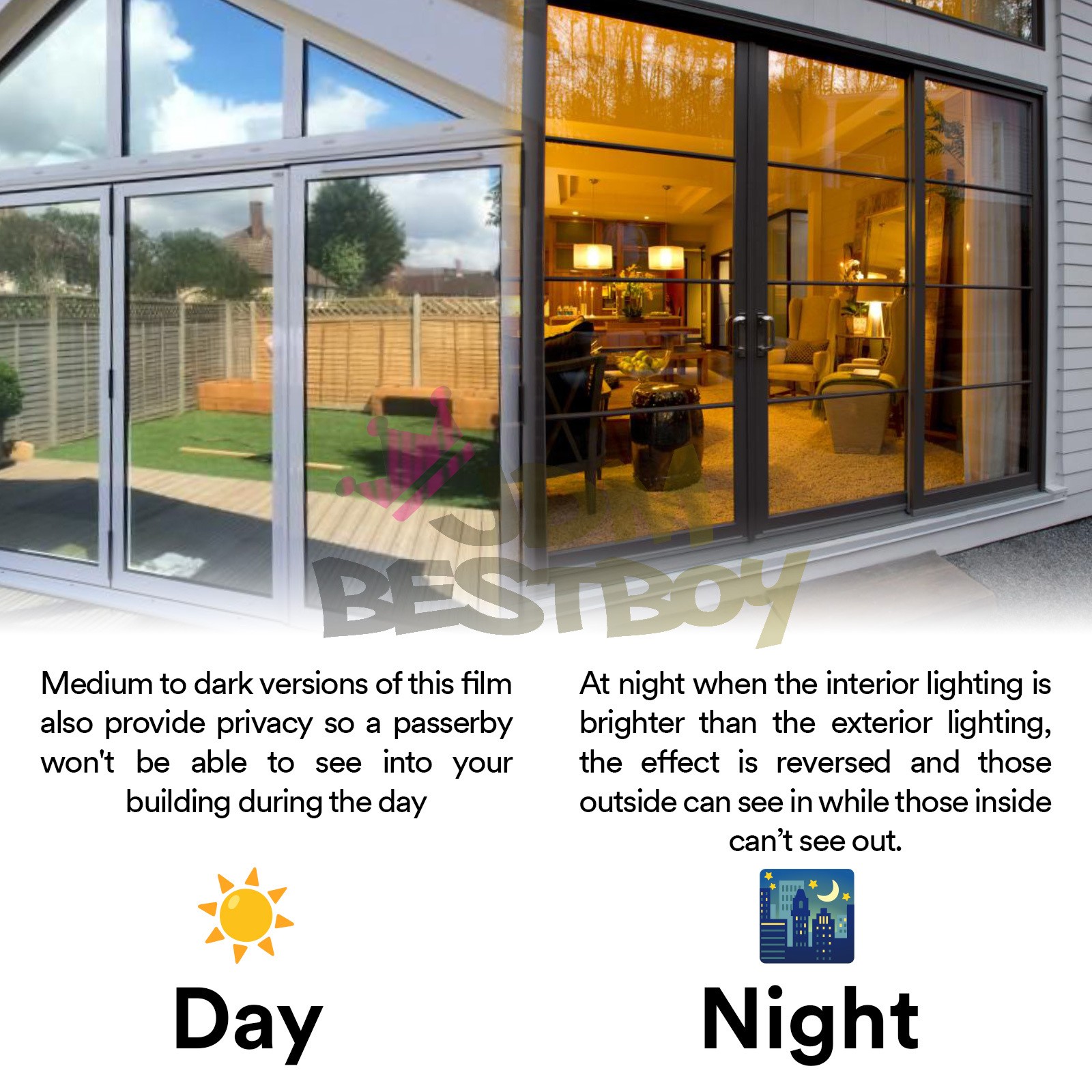 Window Tint One Way Mirror (Chrome Style ONLY) UV Heat Reflective Home Office gallery