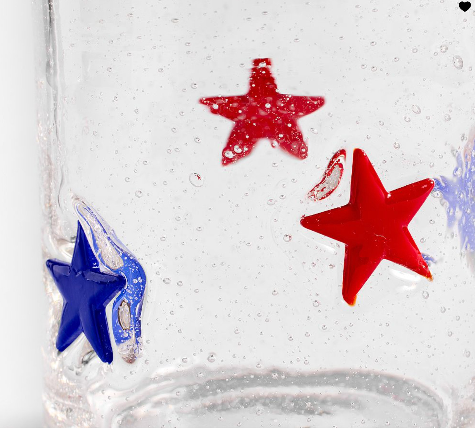 4th July Independence Glass Set 4pc Red Blue Clear Bubbled Cups 17oz USA Patriot gallery