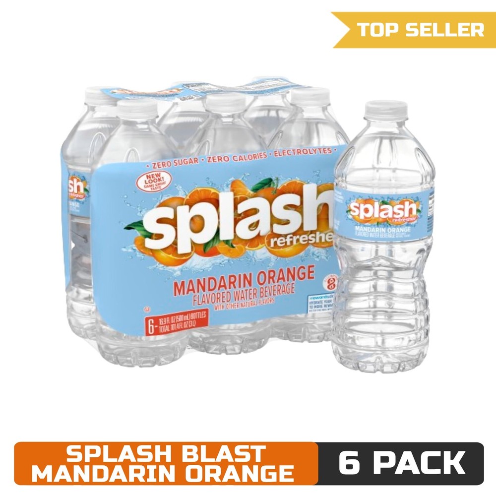 Splash Blast Mandarin Orange Flavored Water, 16.9 Fl Oz, Pack of 6