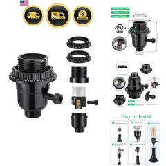 Listed E26 Light Socket, Lamp Socket Replacement with ON/Off Switch Medium Ba…