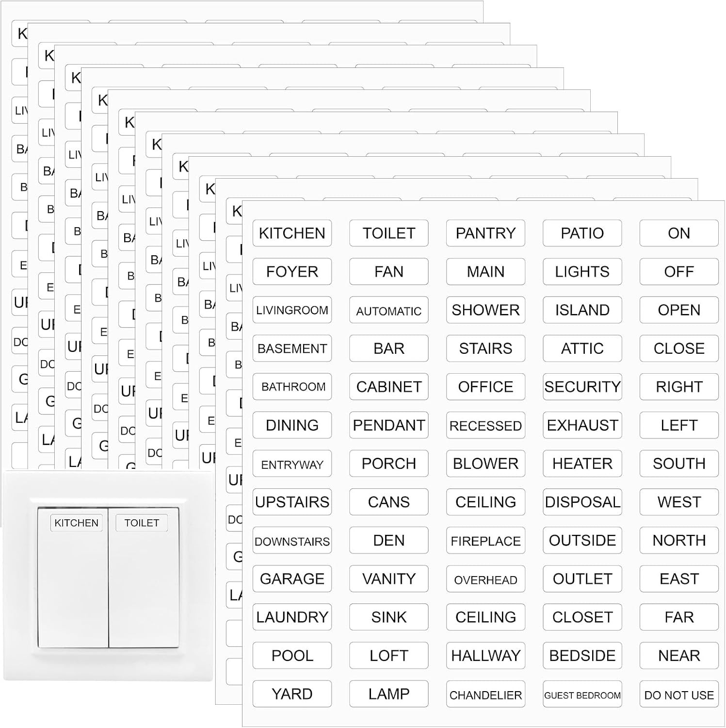 650PCS Light Switch Labels Stickers Transparent Waterproof Electrical Switch Pan gallery