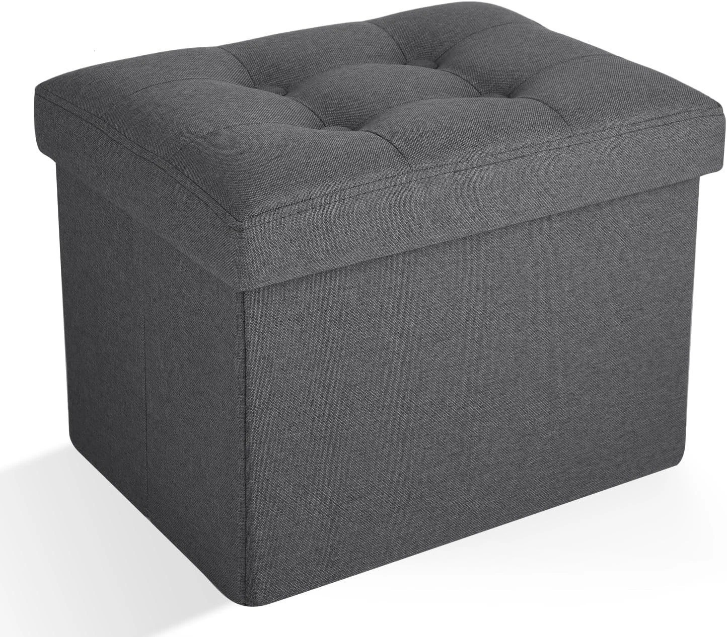 Ottoman Storage Foot Rest Stool Foldable Bench 16X12X12in, Darkgrey gallery