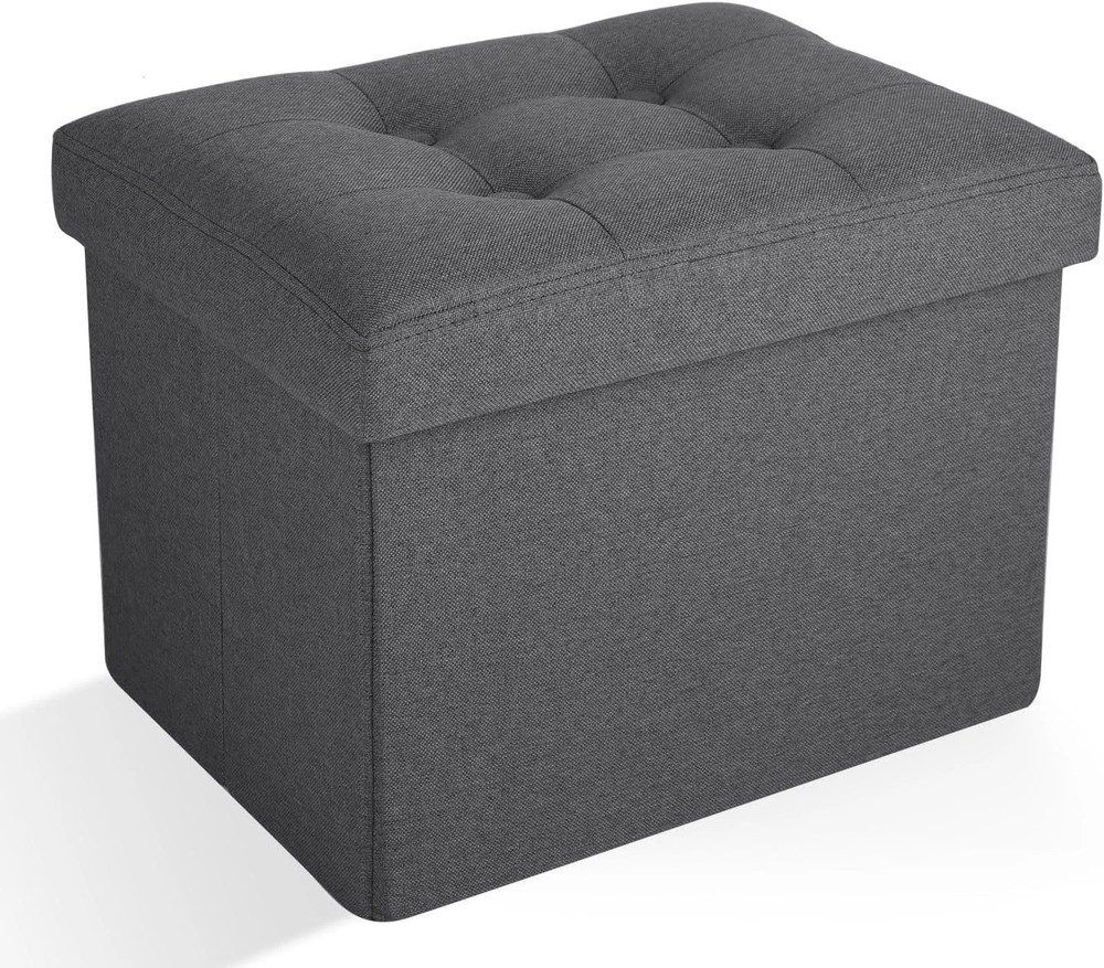 Ottoman Storage Foot Rest Stool Foldable Bench 16X12X12in, Darkgrey