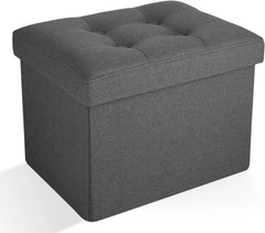 Ottoman Storage Foot Rest Stool Foldable Bench 16X12X12in, Darkgrey