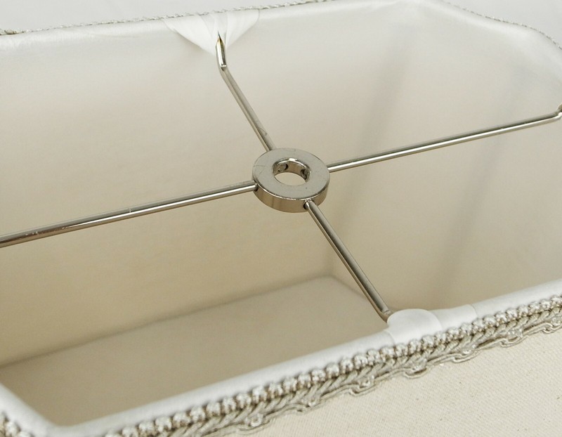 Linen Natural Rectangle Inverted Cut Corner Lampshade with Matching Braid Trim gallery