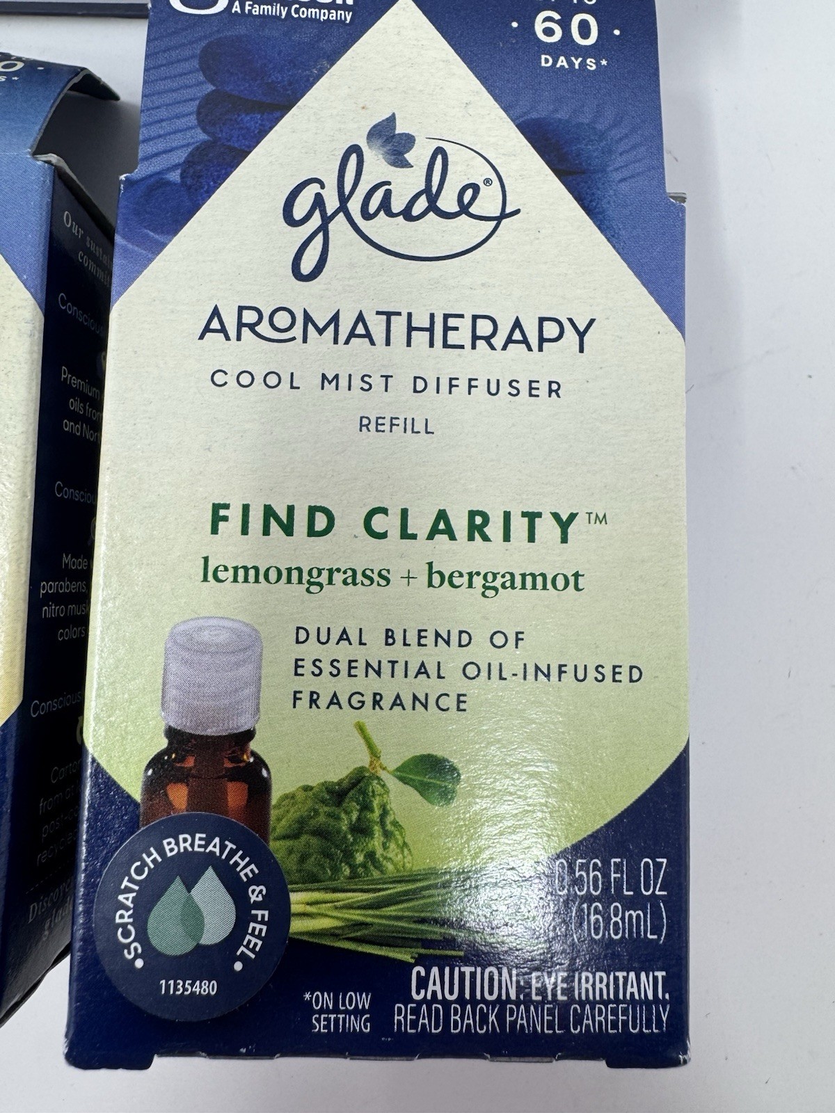 4 Glade Aromatherapy Cool Mist Diffuser Refill CLARITY Uplift Lemongrass Orange gallery