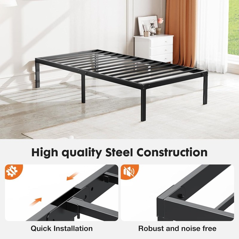 Metal Platform Bed Frame Queen King Full Size Sturdy Steel Slat Support Bedstead gallery