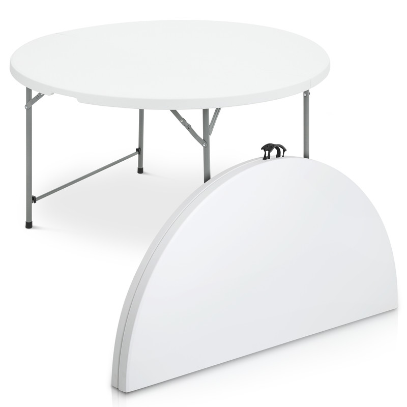 White [4.5 FT ROUND FOLDING TABLE] Outdoor Camping Barbeque Picnic Desk w/Handle gallery