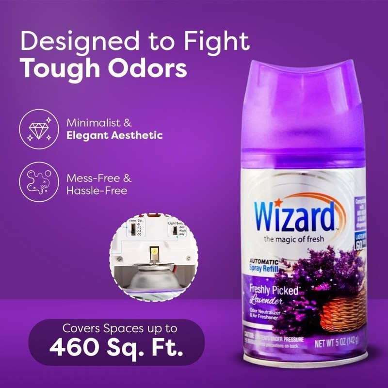 Pack of 12 WIZARD AUTOMATIC SPRAY REFILLS FRESHLEY PICKED LAVENDER 5 oz gallery