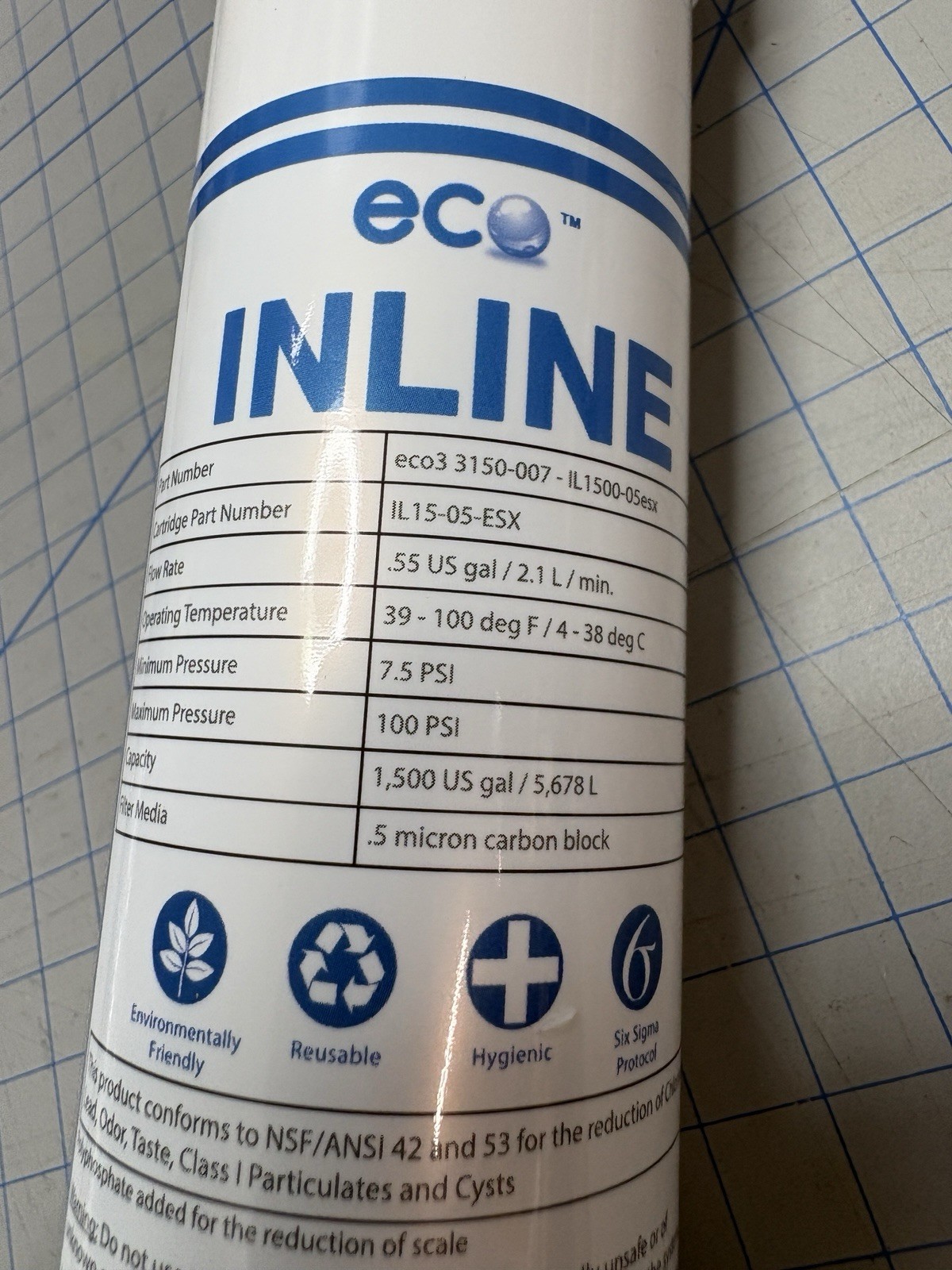 Eco Inline Water Filter ECO3 3150-007 (Open Bag; Not Used) gallery
