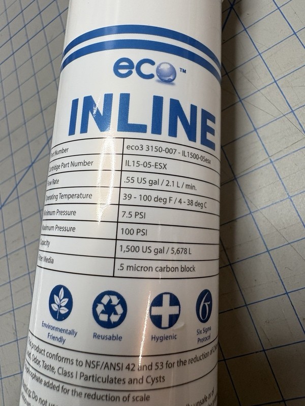 Eco Inline Water Filter ECO3 3150-007 (Open Bag; Not Used) gallery