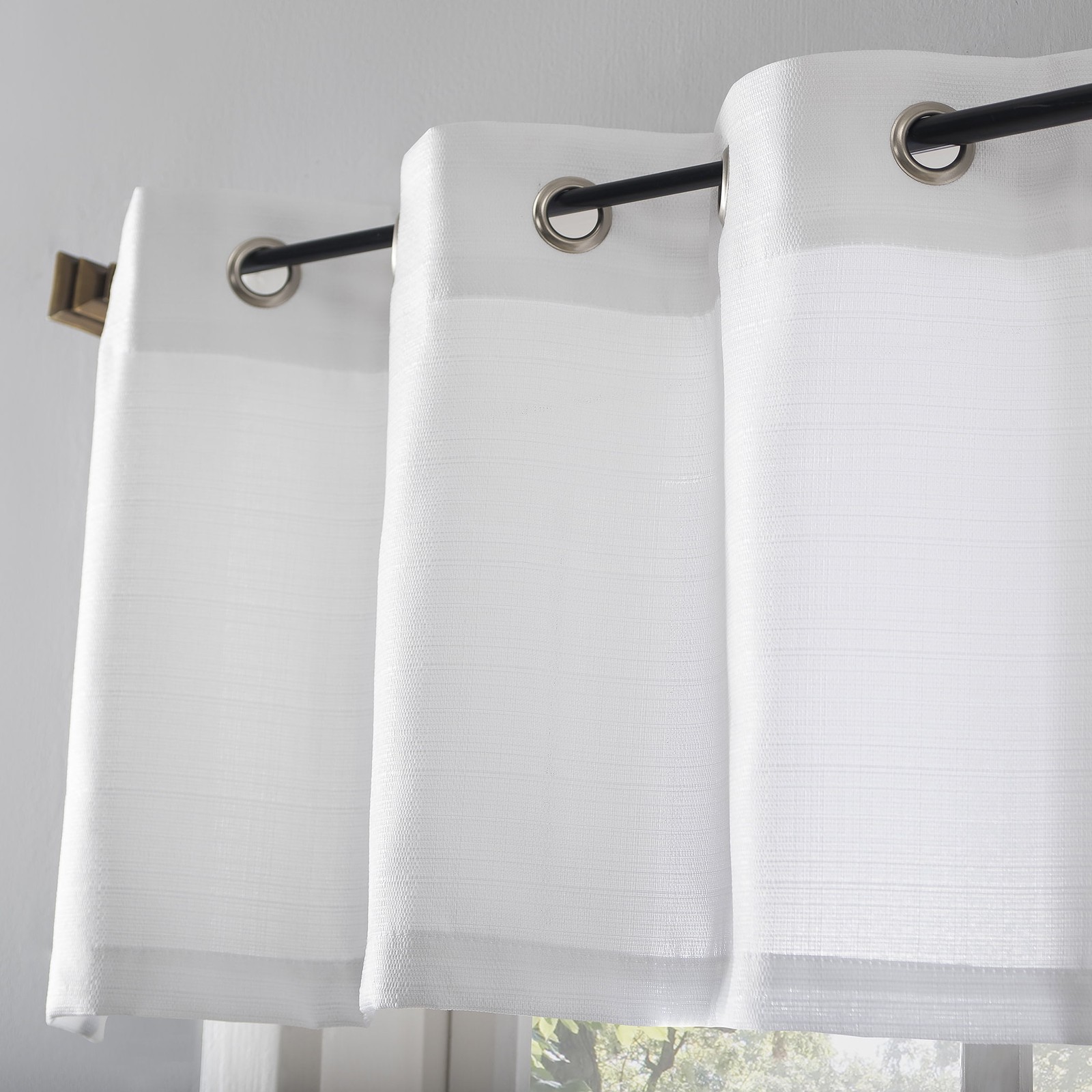 Semi Sheer Kitchen Curtains Tier Pair with Valance Set White 54 Inch Wide x 36 gallery
