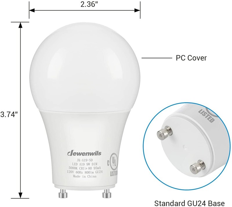 DEWENWILS GU24 LED Light Bulb Dimmable 2 Prong Light Bulbs 5000K Daylight gallery