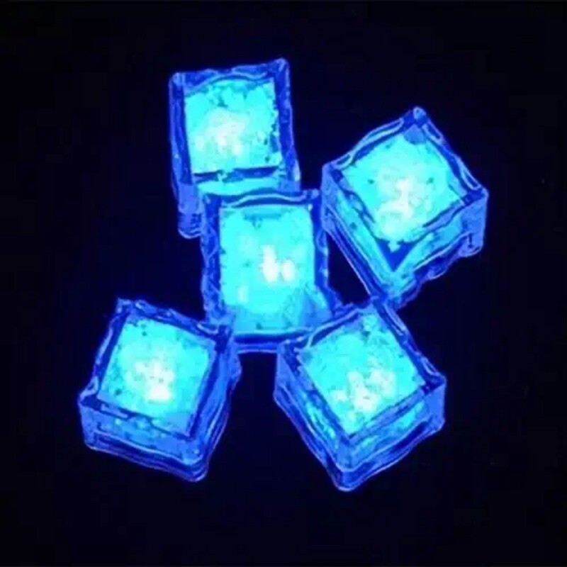 12 Light Up Led Ice Cube Multi Color Or Rainbow Flashing With On/Off Button