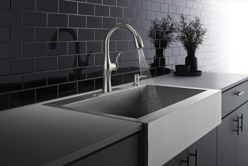 Kohler Alma Pull-Down Kitchen Faucet with Soap Dispenser, Modern Stainless Steel gallery