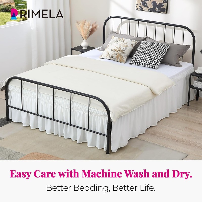 Elegant White Bed Skirt Queen Size 18'' Drop with Easy Install Split Corners gallery