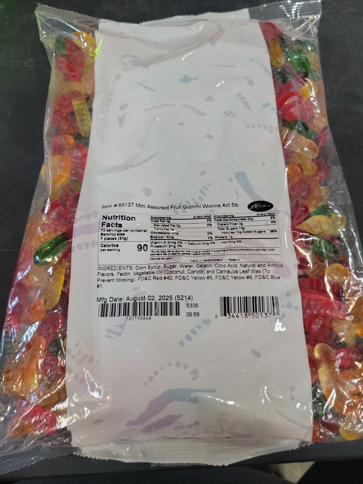 Albanese Mini Assorted Fruit Gummi Worms, 5 Pound Bag gallery