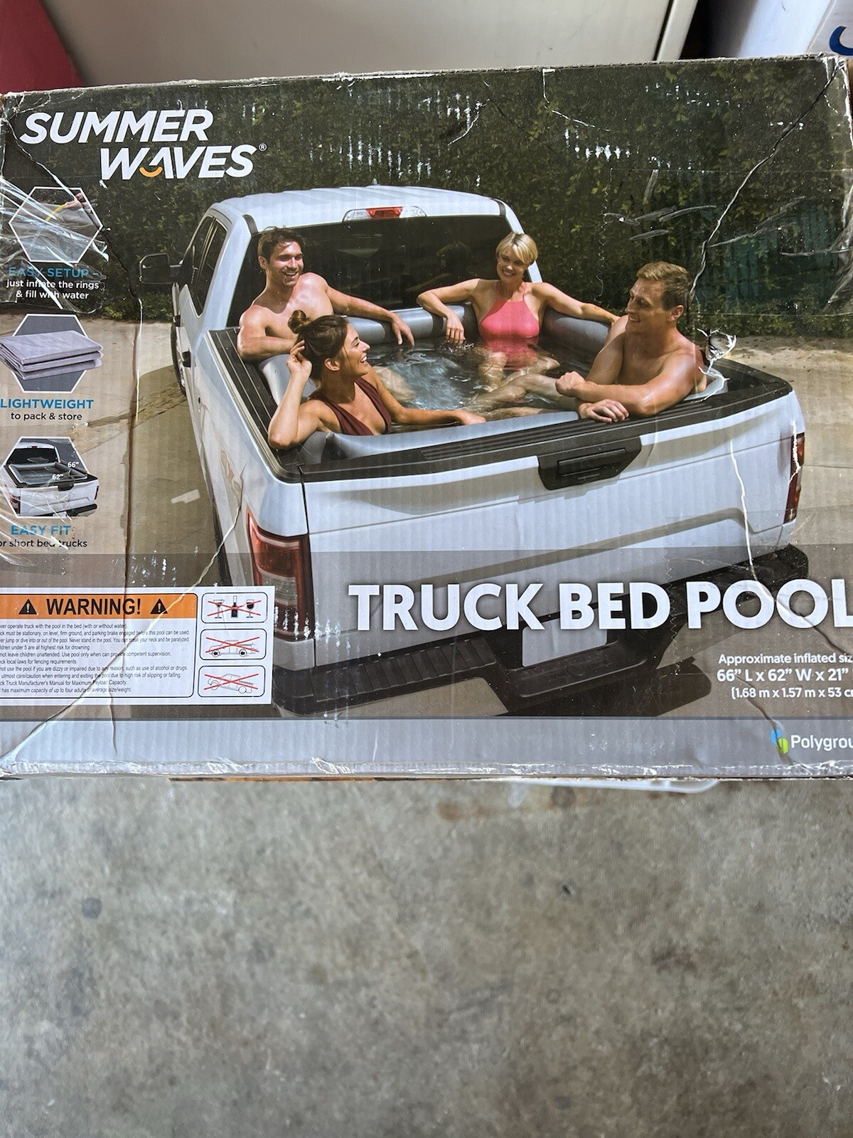 Summer Waves Inflatable Truck Bed Adult Swimming Pool, Measures 66" x 62" x 21" gallery
