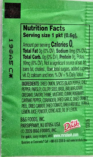 Mrs Dash To Go - Table Blend Seasoning Mix, Salt Free, .02 Oz, Bulk 50 Packets gallery