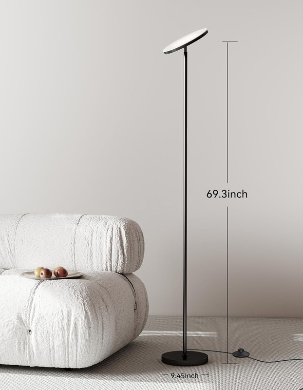 LED Floor Lamp – Super Bright Torchiere with Remote & Foot Switch, Stepless Dimm gallery