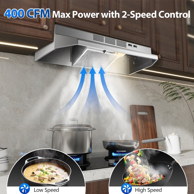 30" Built-in/Insert Range Hood 450CFM Kitchen Stainless Steel Stove Vent w/LEDs gallery