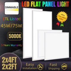 45W 2X2FT LED Flat Panel Light 75W 2x4FT Dimmable 0-10V 120LM/W ETL Certified