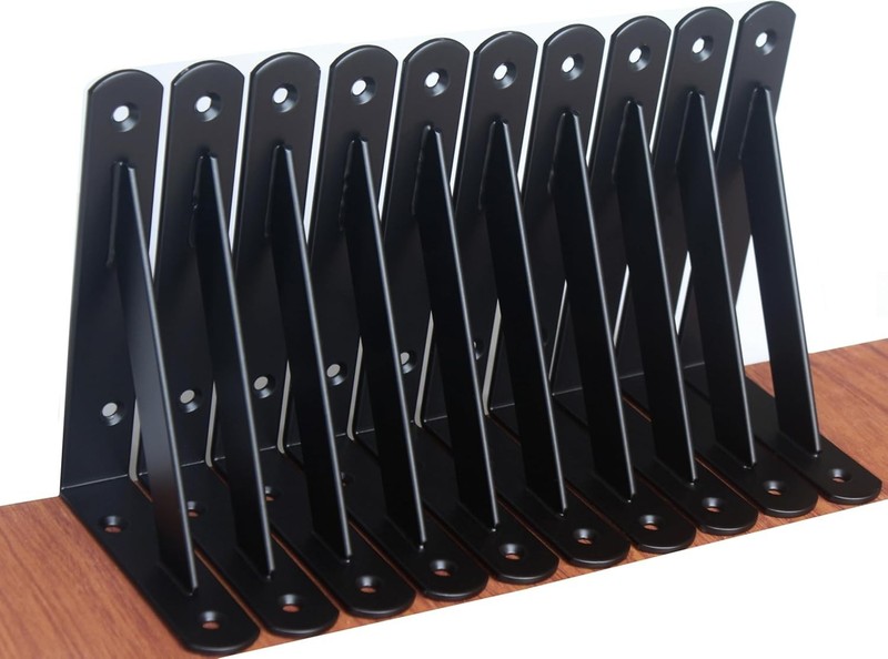 12 Pack Black Heavy Duty Shelf Brackets - 6x4 Inch gallery