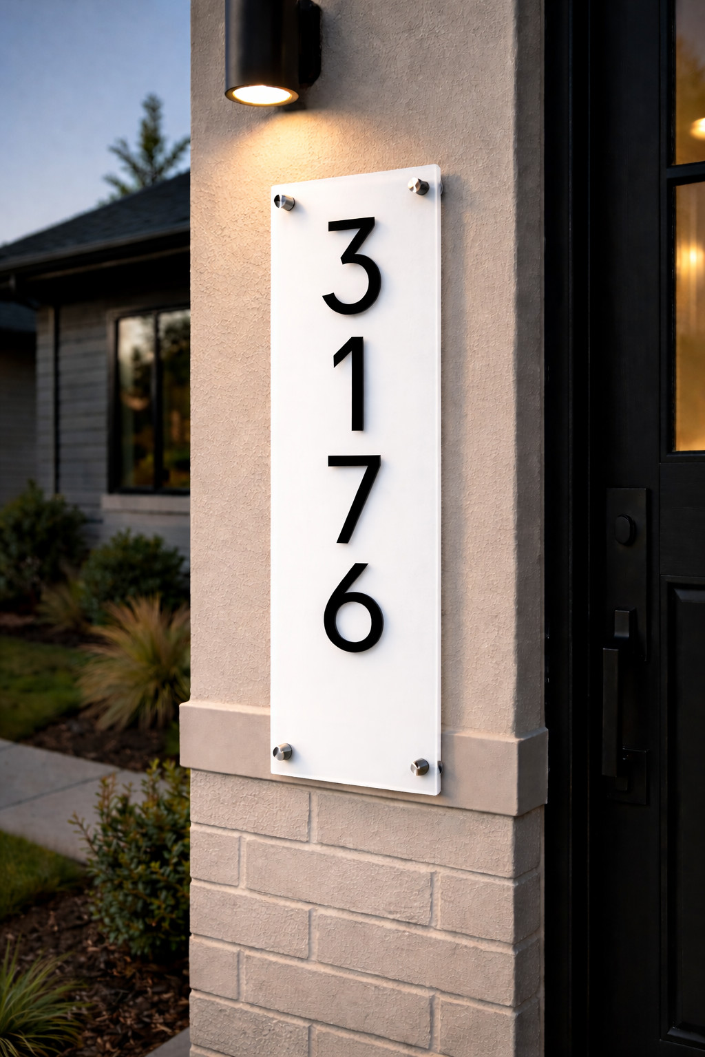 Vertical Address Sign Acrylic House Number Plaque Custom Outdoor Modern gallery